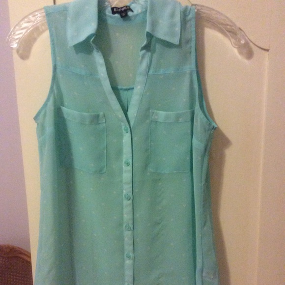 Express Tops - 💼Express sleeveless polka dot sheer blouse